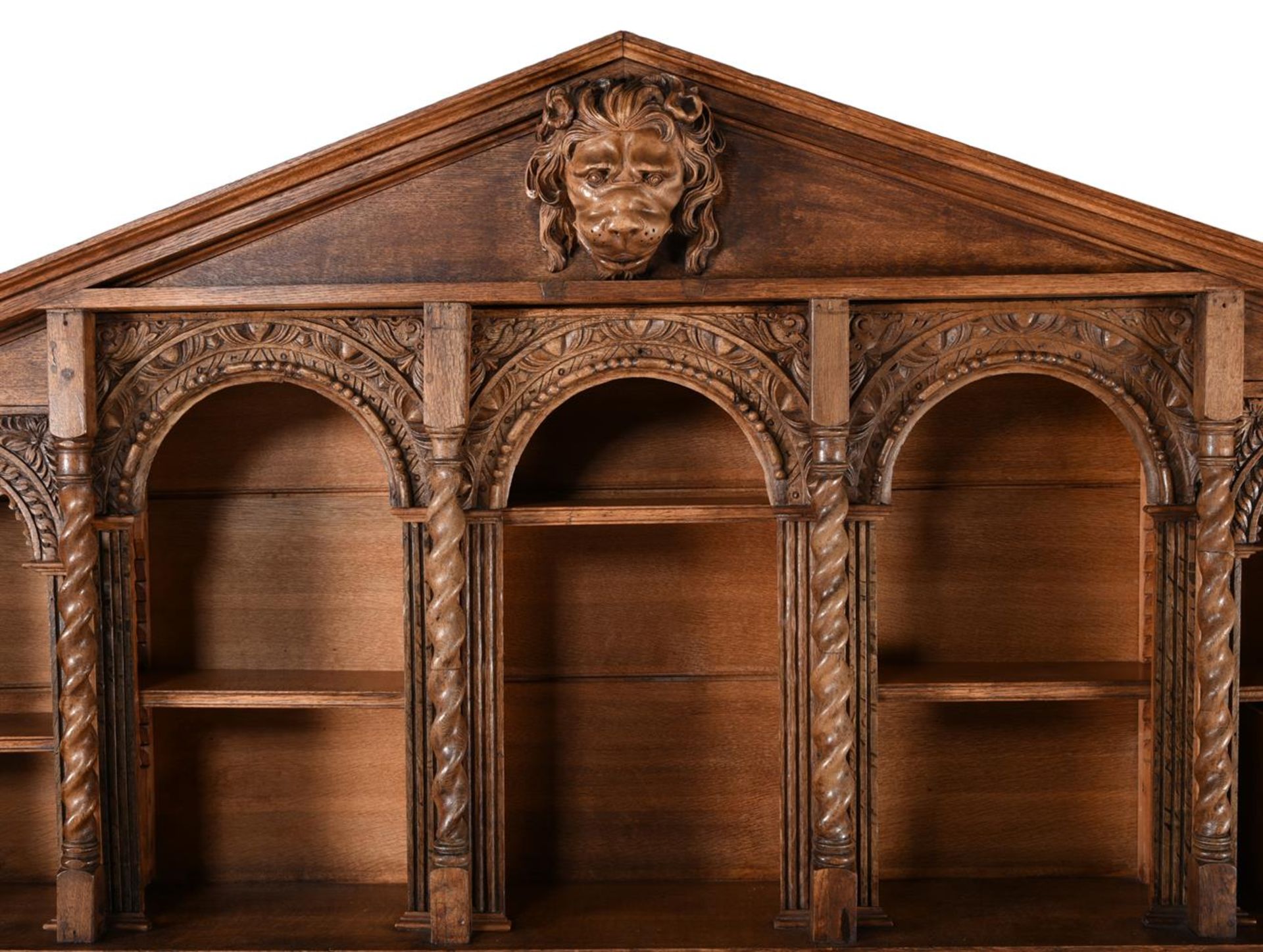 A VICTORIAN CARVED OAK LIBRARY BOOKCASE - Image 3 of 5