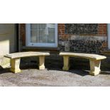 A PAIR OF CARVED STONE BENCHES