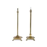 TWO SIMILAR POLOISHED BRASS COLUMNAR LAMPS