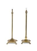 TWO SIMILAR POLOISHED BRASS COLUMNAR LAMPS