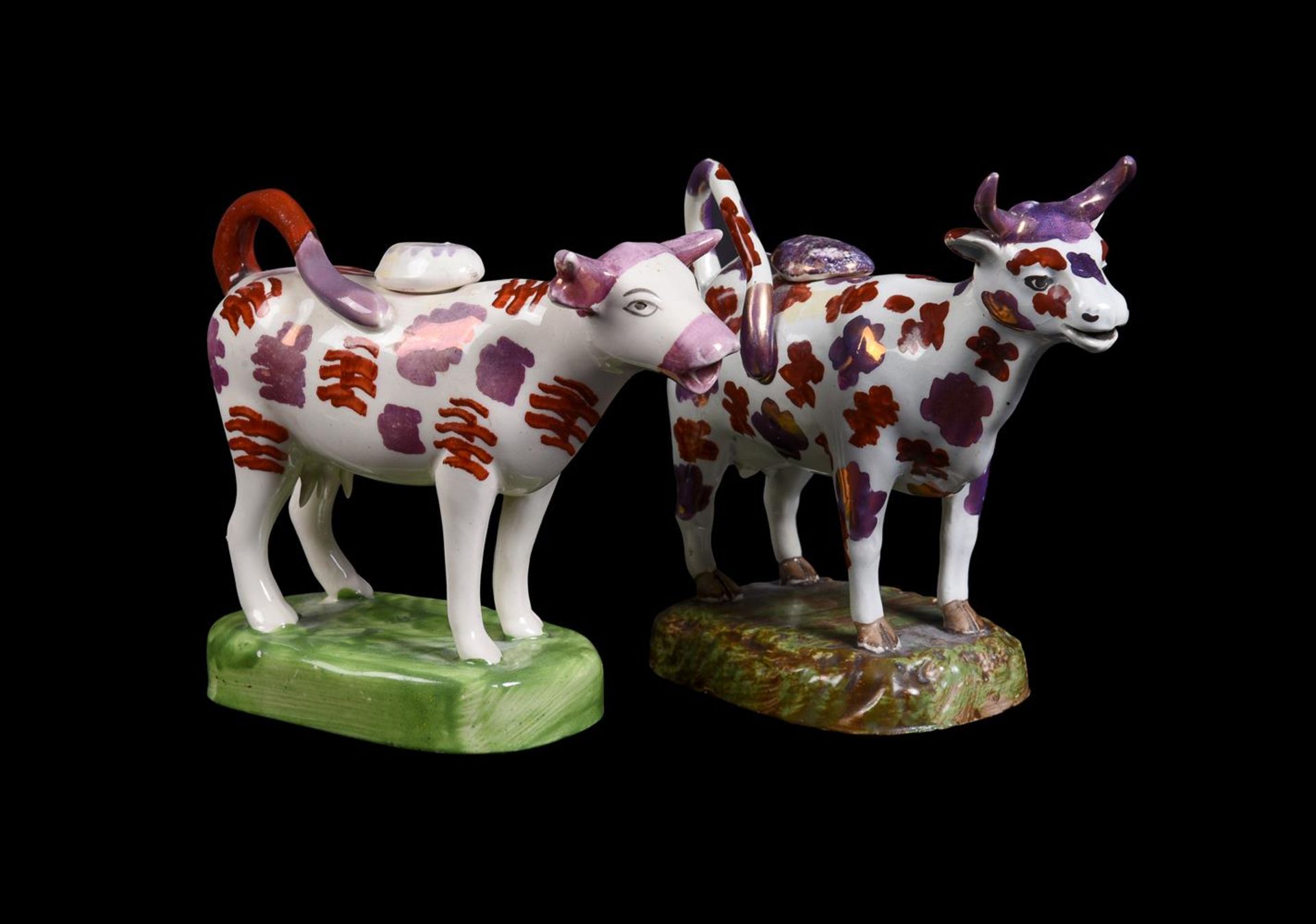 A PEARLWARE COW CREAMER AND COVER