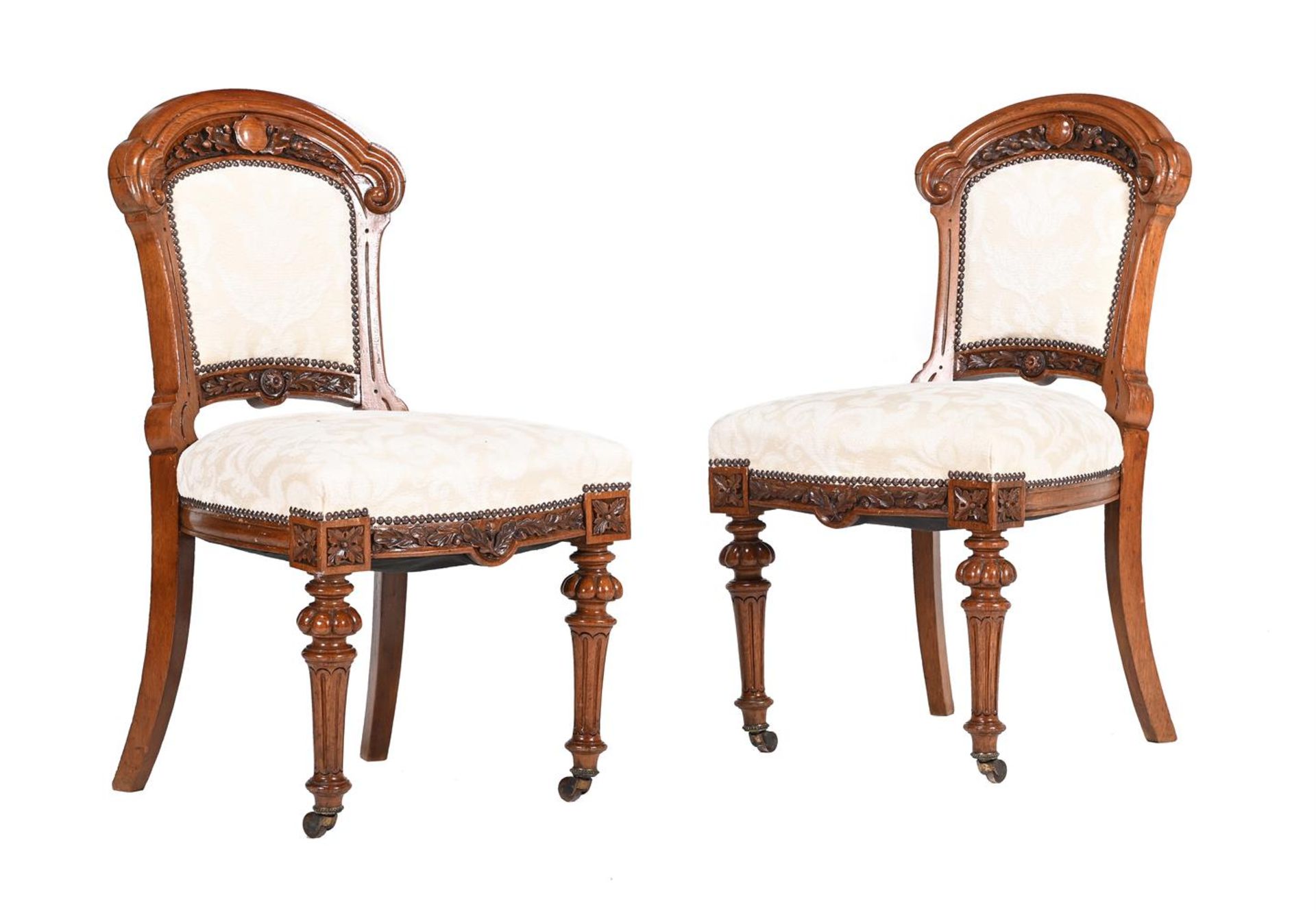 A SET OF TWELVE VICTORIAN STAINED OAK SIDE CHAIRS - Image 4 of 5