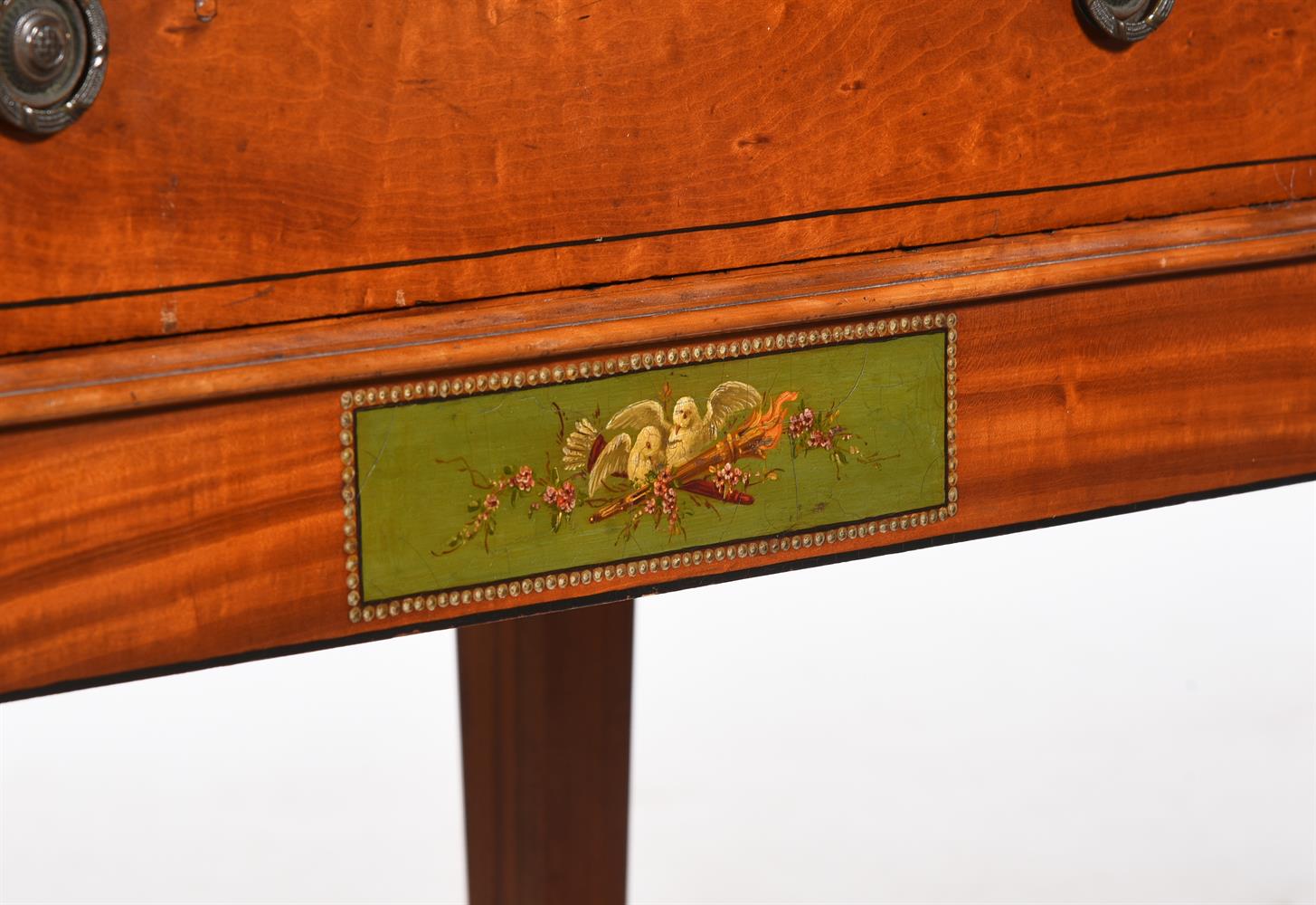 A SATINWOOD AND POLYCHROME PAINTED CHEST ON STAND - Image 3 of 6