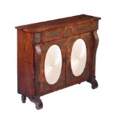 Y A ROSEWOOD AND BRASS INLAID SIDE CABINET