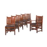 L AND J G STICKLEY, A SET OF SIX AMERICAN ARTS AND CRAFTS OAK DINING CHAIRS