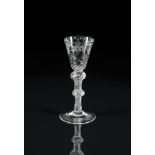 AN ENGRAVED AIRTWIST WINE GLASS