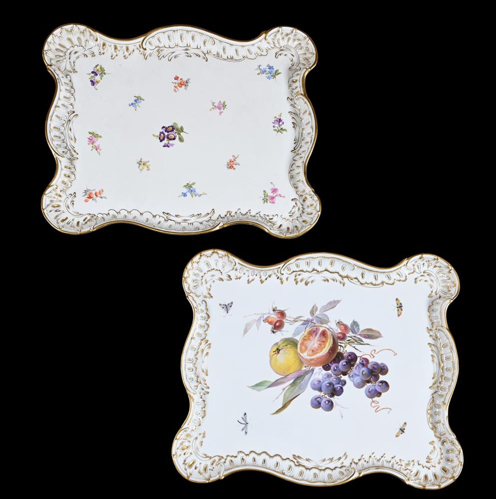 TWO SIMILAR MEISSEN MOULDED RECTANGULAR TRAYS - Image 2 of 5