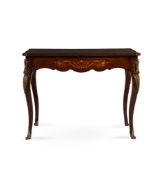 Y A KINGWOOD, MARQUETRY AND GILT METAL MOUNTED CENTRE TABLE OR WRITING TABLE, IN LOUIS XV STYLE