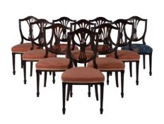 A SET OF NINE MAHOGANY DINING CHAIRS IN GEORGE III STYLE