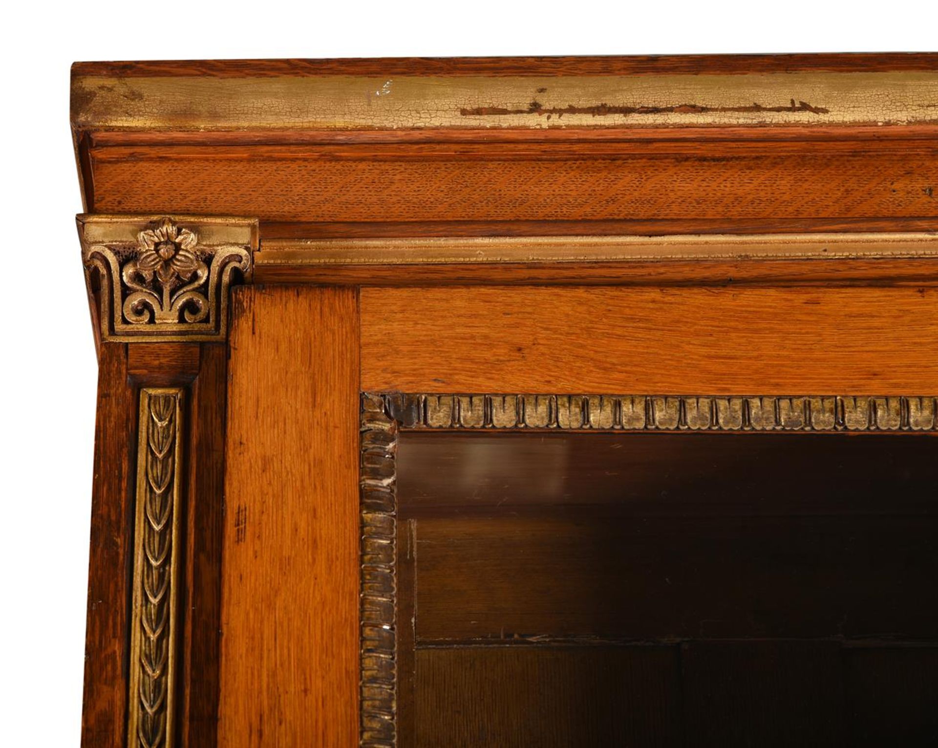 A PAIR OF VICTORIAN OAK AND PARCEL GILT BOOKCASES - Image 2 of 4