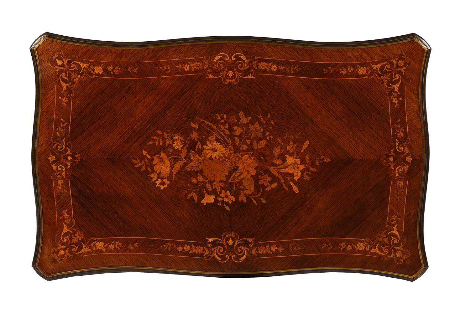 Y A KINGWOOD, MARQUETRY AND GILT METAL MOUNTED CENTRE TABLE OR WRITING TABLE, IN LOUIS XV STYLE - Image 6 of 6