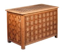A HARDWOOD PARQUETRY COFFER