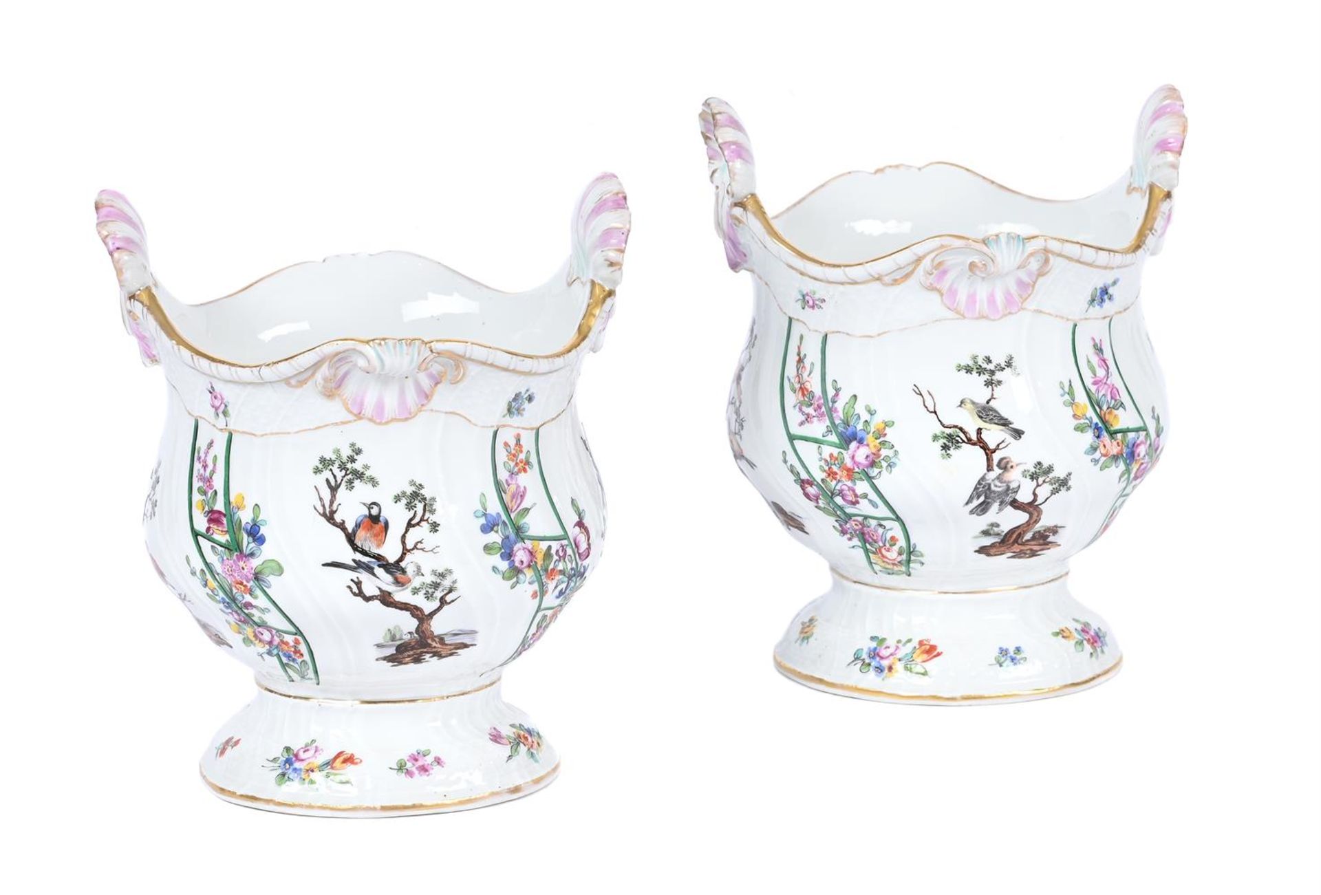A PAIR OF MEISSEN (OUTSIDE DECORATED) SEAUX A DEMI-BOUTEILLES