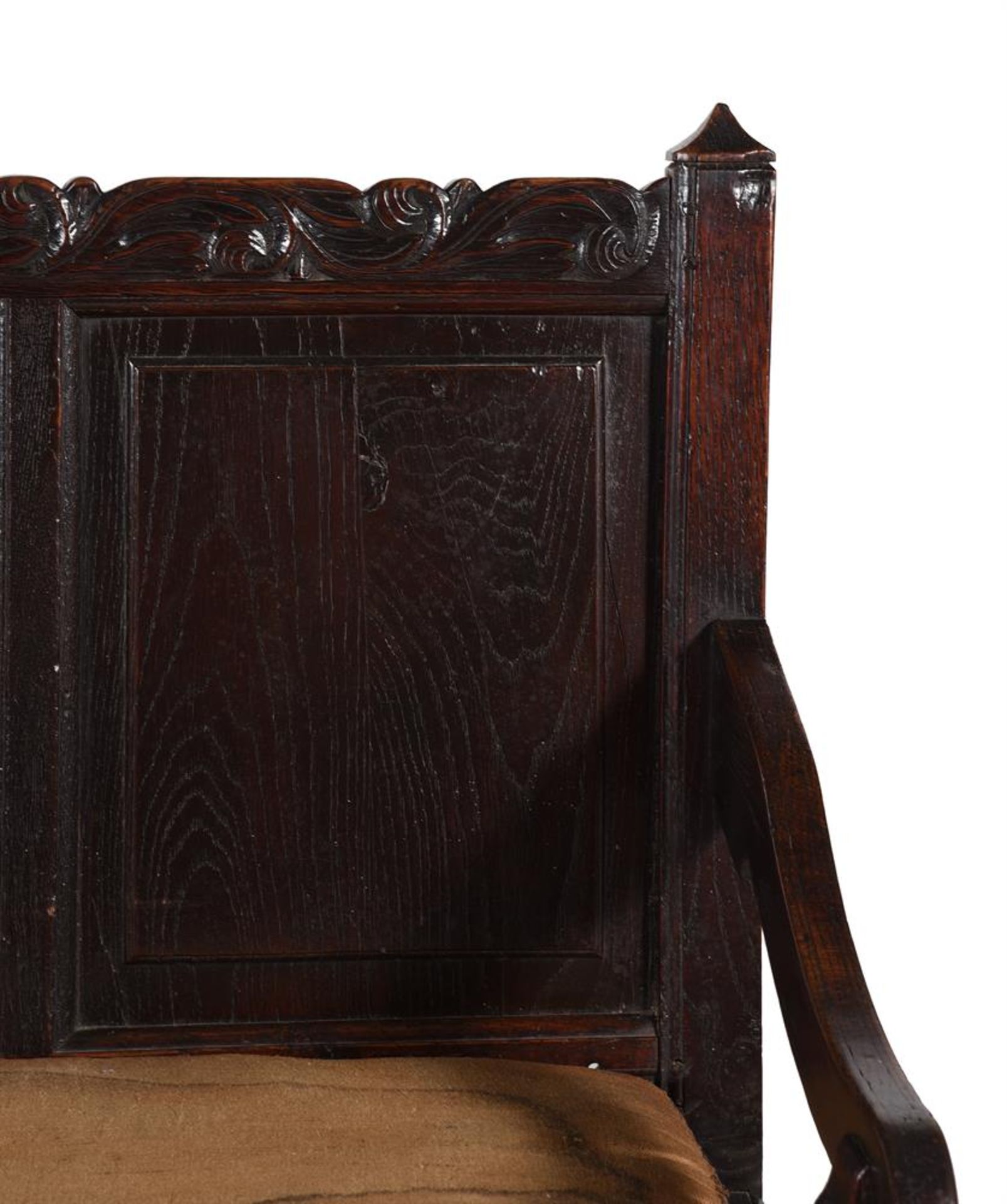 AN OAK SETTLE POSSIBLY LANCASHIRE OR CHESHIRE - Image 3 of 5