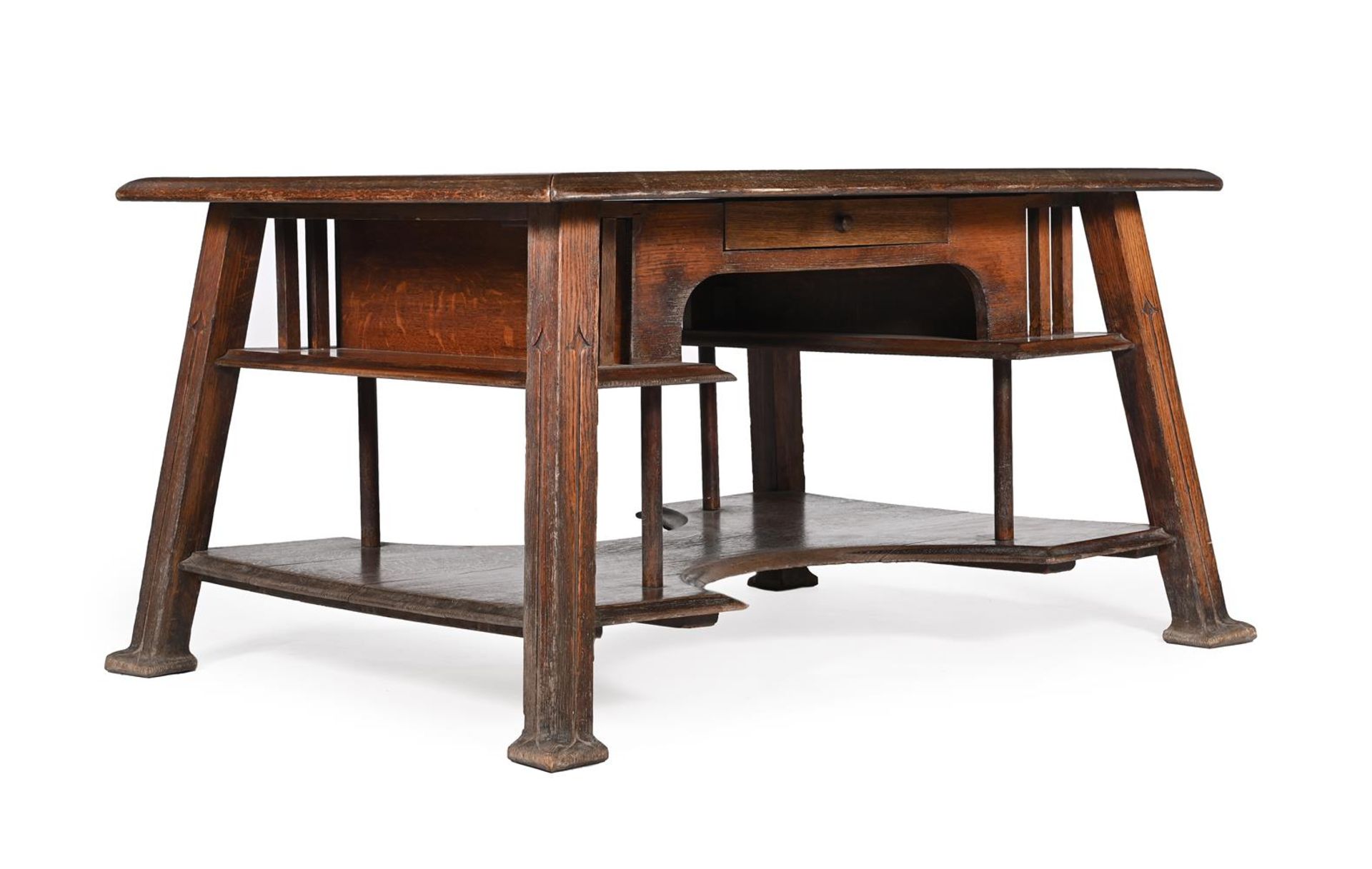 AN ARTS AND CRAFTS OAK WRITING TABLE CIRCA 1900 - Image 2 of 3