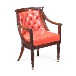 A MAHOGANY DESK CHAIR IN REGENCY STYLE