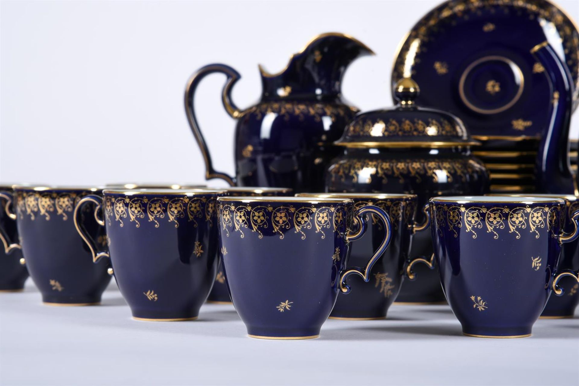 A SEVRES BLUE GROUND AND GILT PART COFFEE SERVICE - Image 2 of 3