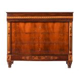 Y A CONTINENTAL ROSEWOOD, WALNUT, AND INLAID COMMODE