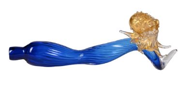 DALE CHIHULY, FOR MURANO, A BLUE AND CLEAR GLASS MODEL OF AN OCTOPUS