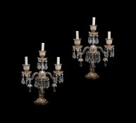 A PAIR OF CONTINENTAL MOULDED GLASS CANDELABRA, PERHAPS BEYKOZ