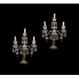 A PAIR OF CONTINENTAL MOULDED GLASS CANDELABRA, PERHAPS BEYKOZ
