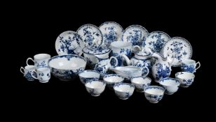 A SELECTION OF MOSTLY WORCESTER BLUE AND WHITE PAINTED PORCELAIN