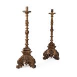 A PAIR OF GILTWOOD TORCHERES