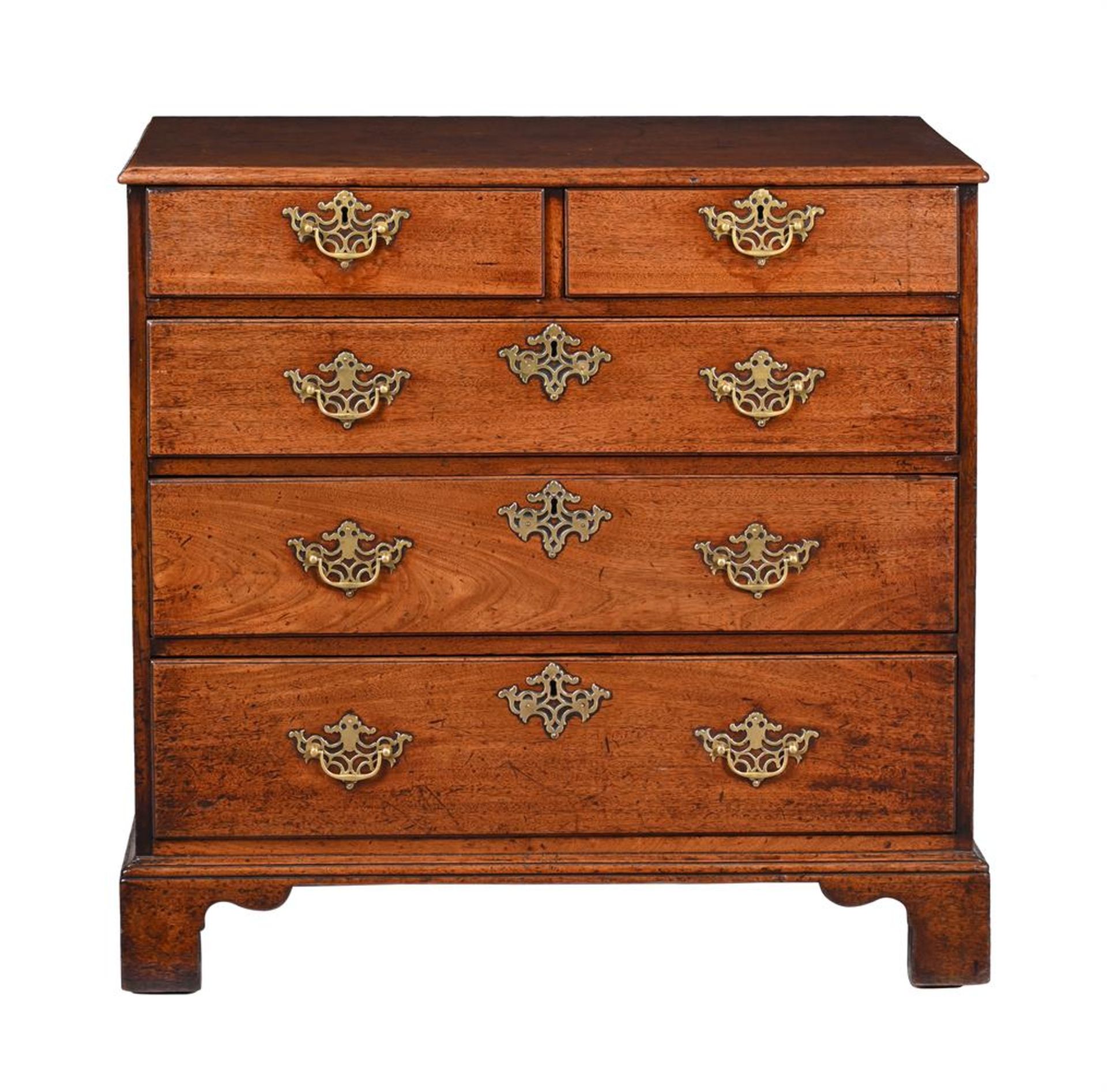 A GEORGE III WALNUT CHEST OF DRAWERS