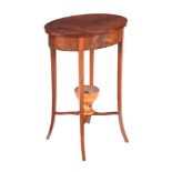 A CONTINENTAL MAHOGANY OVAL WORK TABLE