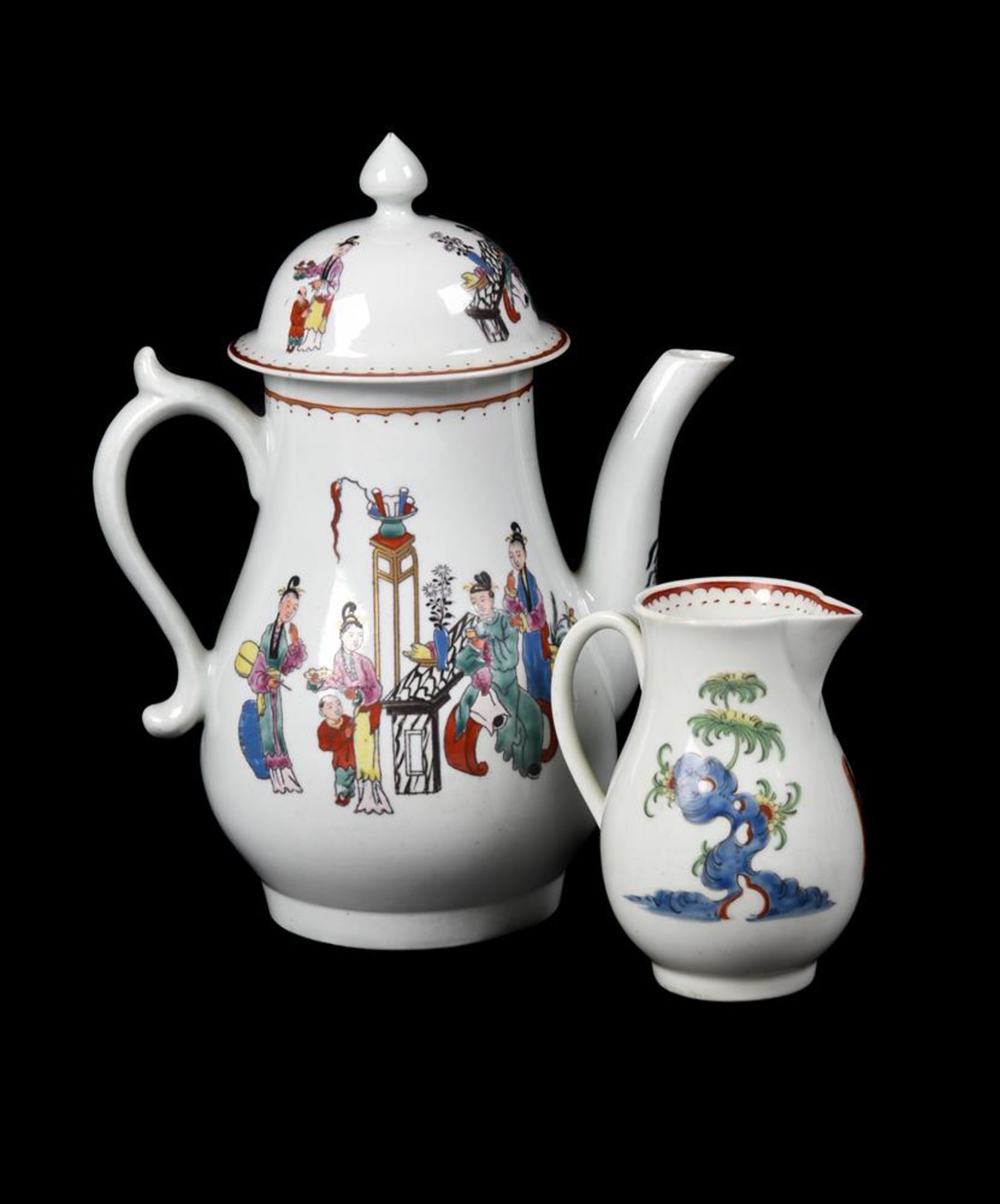 A WORCESTER 'CHINESE FAMILY' OR 'STAND' PATTERN COFFEE POT AND COVER - Image 2 of 2