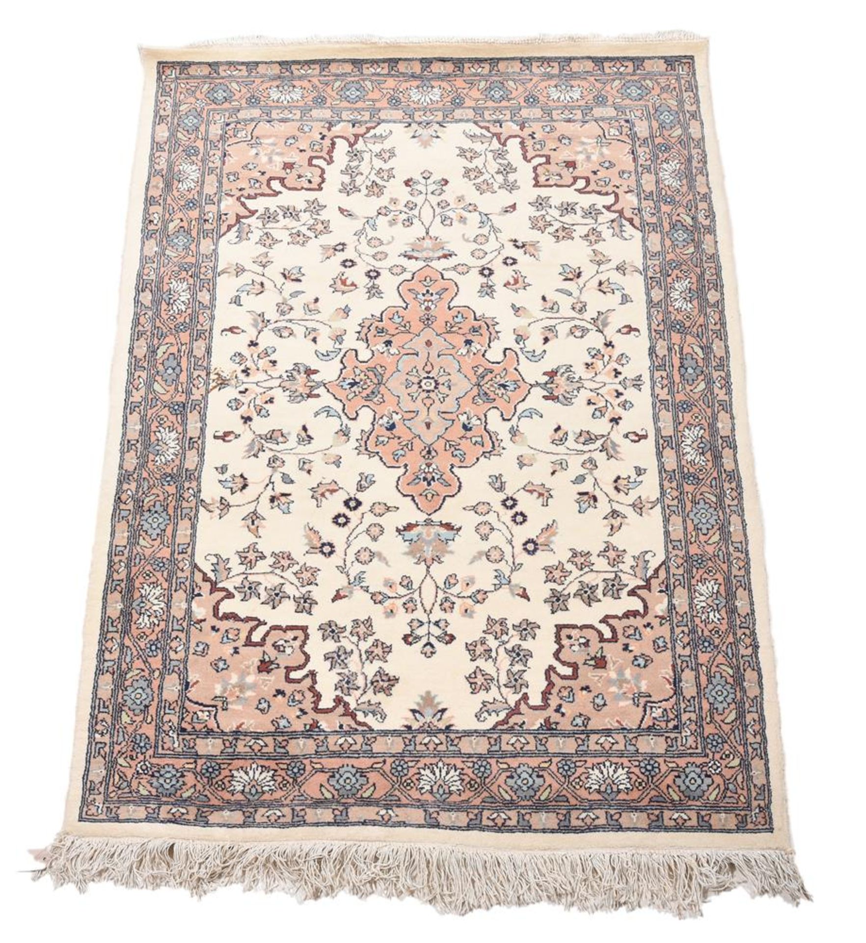 A PAIR OF HEAVY WOOL AND COTTON CREAM GROUND RUGS