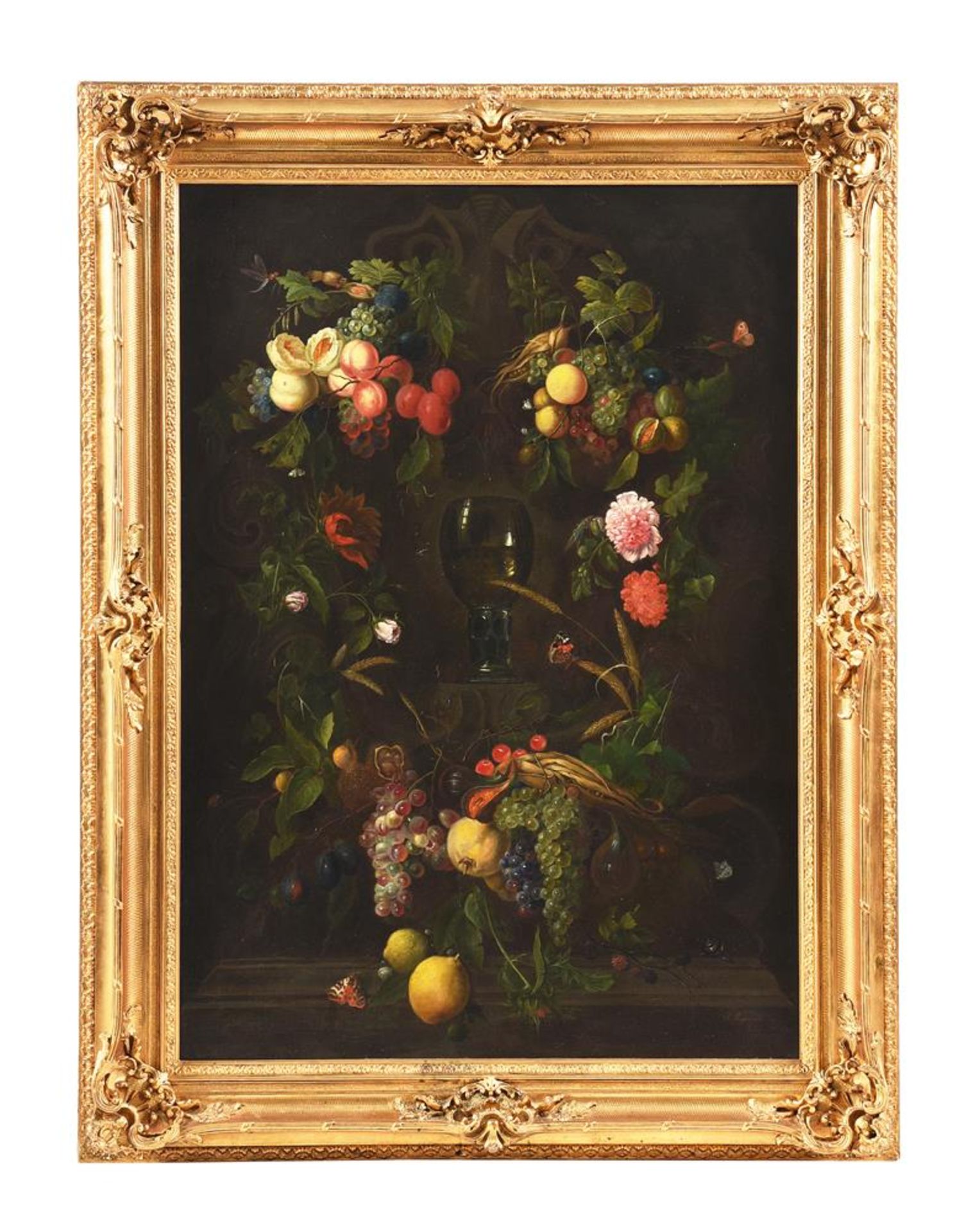 AFTER JAN DAVIDSZ. DE HEEM, A ROEMER WITH A GARLAND OF FLOWERS AND FRUIT ON A LEDGE - Image 2 of 6