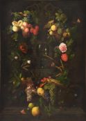 AFTER JAN DAVIDSZ. DE HEEM, A ROEMER WITH A GARLAND OF FLOWERS AND FRUIT ON A LEDGE