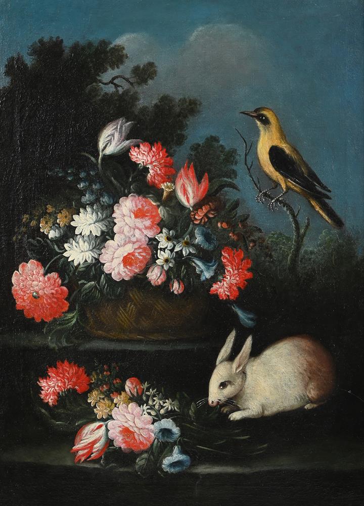 ITALIAN SCHOOL (18TH CENTURY), A PEAHEN WITH A BASKET OF FLOWERS; TOGETHER WITH THREE OTHERS (4) - Image 4 of 12