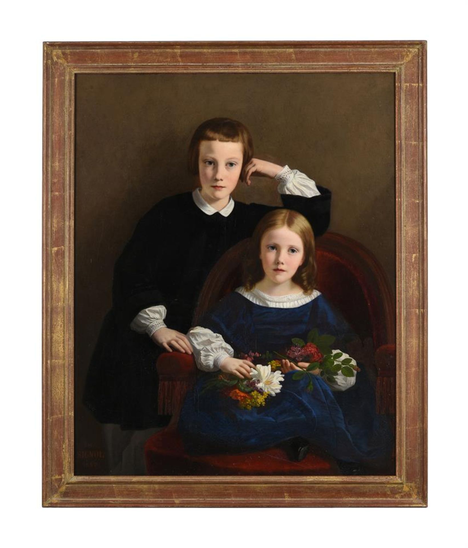 ATTRIBUTED TO EMILE SIGNOL (FRENCH 1804-1892), PORTRAIT OF TWO CHILDREN - Bild 2 aus 5