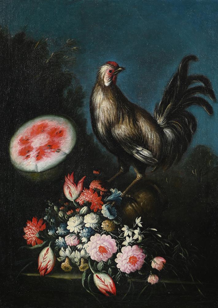 ITALIAN SCHOOL (18TH CENTURY), A PEAHEN WITH A BASKET OF FLOWERS; TOGETHER WITH THREE OTHERS (4) - Image 2 of 12