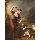 HENRY HOWARD (BRITISH 1769-1847), A GIRL WITH A HOOP AND A DOG