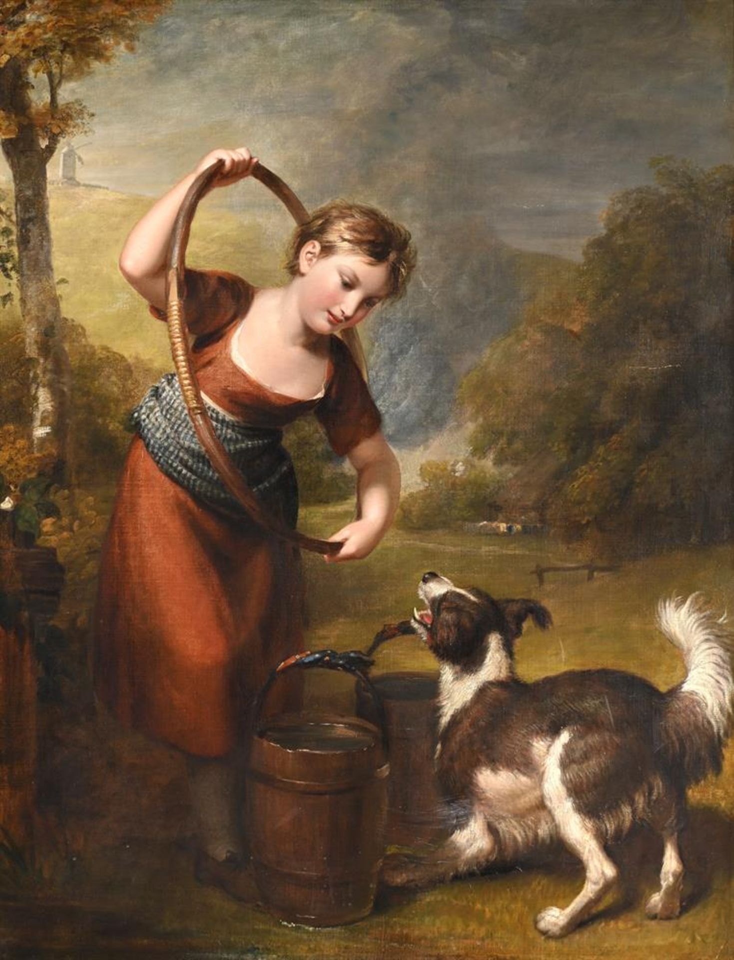 HENRY HOWARD (BRITISH 1769-1847), A GIRL WITH A HOOP AND A DOG