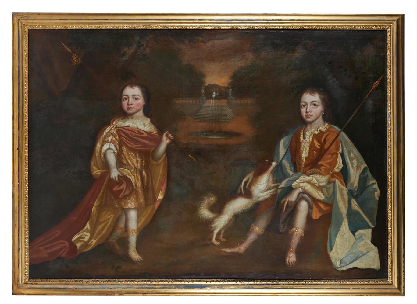 ENGLISH SCHOOL (CIRCA 1720), A DOUBLE PORTRAIT OF WILLIAM AND NATHANIEL LLOYD WITH THEIR DOG