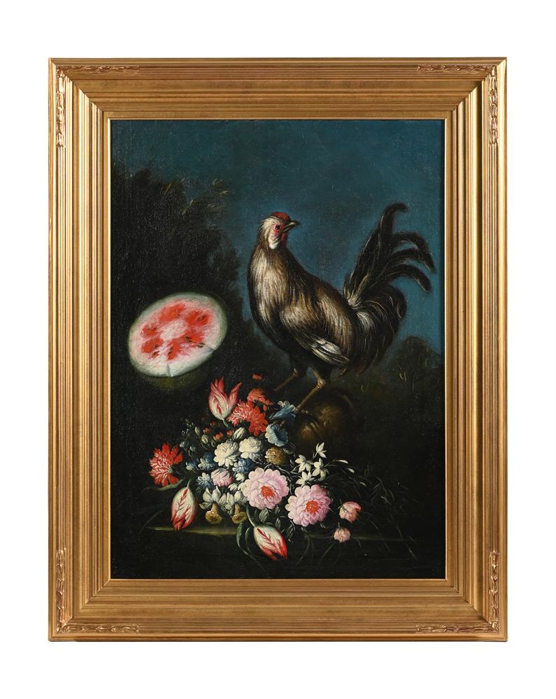 ITALIAN SCHOOL (18TH CENTURY), A PEAHEN WITH A BASKET OF FLOWERS; TOGETHER WITH THREE OTHERS (4) - Image 7 of 12