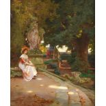 WILHELM MENZLER (GERMAN 1846-1926), WOMAN SEATED IN A GARDEN