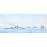 λ FRANK WATSON WOOD (BRITISH 1862-1953), BRITISH SQUADRON 18TH MARCH 1915 APPROACHING DARDONELLES