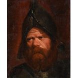 FOLLOWER OF REMBRANDT, PORTRAIT OF A SOLDIER WEARING A HELMET