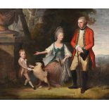 FOLLOWER OF JOHANN JOSEPH ZOFFANY, PORTRAIT OF CAPTAIN CHARLES WILLIAM LE GEYT WITH HIS WIFE AND SON