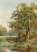 DAVID BATES (BRITISH 1840-1921), A STUDY OF FALLOW DEER AND TREES IN BUSHY PARK