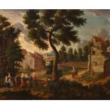 FLEMISH SCHOOL (18TH CENTURY), VILLAGERS IN A LANDSCAPE