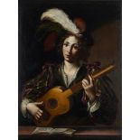 CIRCLE OF CLAUDE VIGNON (FRENCH 1593-1670), A YOUNG MAN PLAYING THE GUITAR