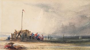 THOMAS SHOTTER BOYS (BRITISH 1803-1874), BREAKWATERS ON A NORMANDY BEACH