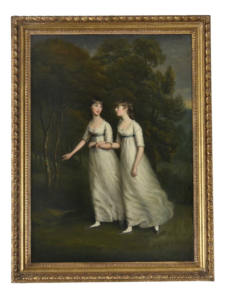 CIRCLE OF WILLIAM BEECHEY (BRITISH 1753-1839), TWO GIRLS IN A WOODED LANDSCAPE - Image 2 of 3