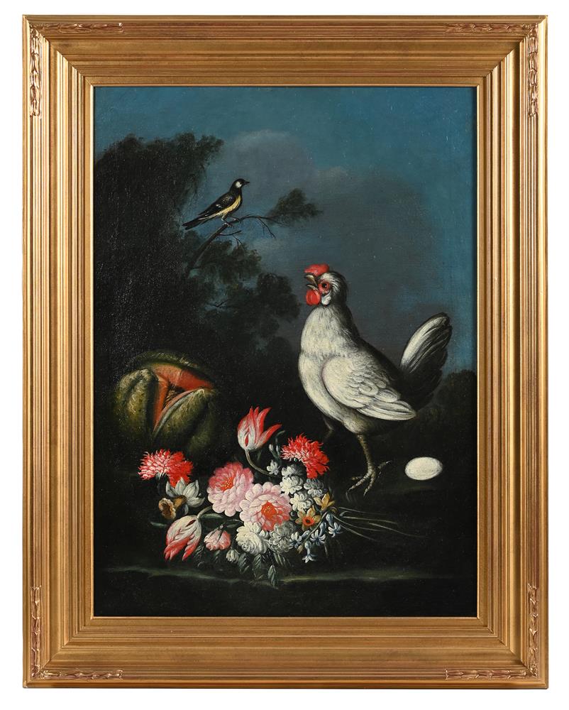 ITALIAN SCHOOL (18TH CENTURY), A PEAHEN WITH A BASKET OF FLOWERS; TOGETHER WITH THREE OTHERS (4) - Image 9 of 12